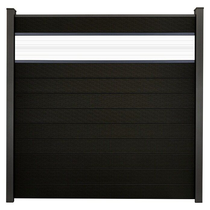 GroJa Solid Steckzaun (180 x 180 cm, Schwarz, Mit Glaseinsatz) | BAUHAUS