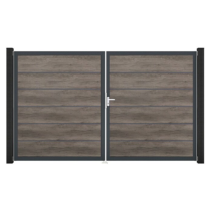 GroJa BasicLine Gartentor Premium (300 x 180 cm, Monument Oak (DB703), Kunststoff, DIN Anschlag: Rechts) | BAUHAUS