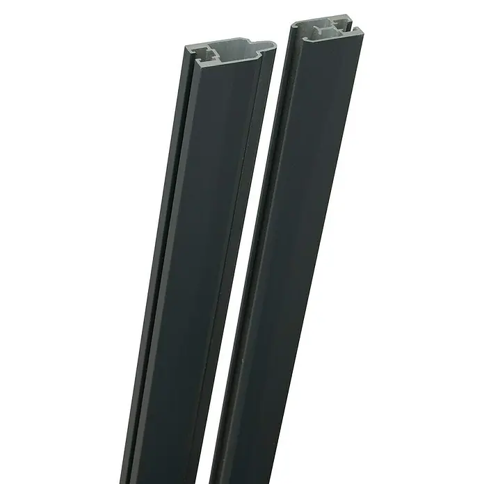 GroJa mix-it Adapterleiste - Länge: 180 cm, Anthrazit (DB703) - Zwei dunkelgraue Aluminiumprofile mit hohlem Strukturquerschnitt.
