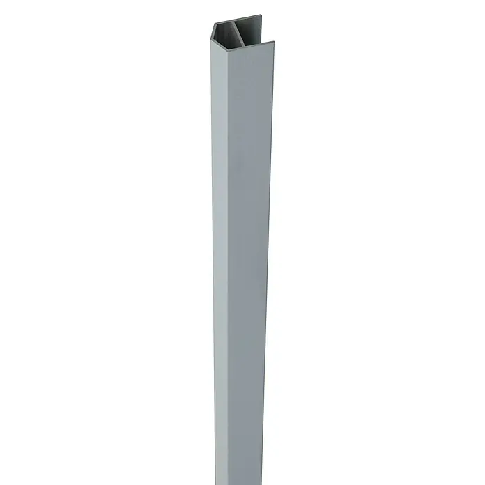GroJa mix-it Abschlussprofil - Silbergrau, L x B: 150 x 2 cm - Hellgraues Winkelprofil mit V-förmiger Oberseite, geeignet als Pfosten oder Rahmenbauteil.