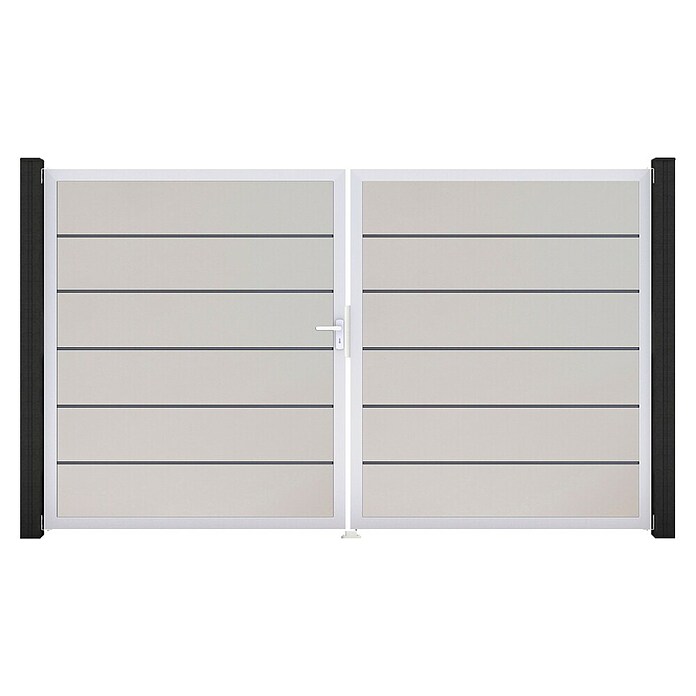 GroJa BasicLine Gartentor Premium (300 x 180 cm, Weiß (EV1), Kunststoff, DIN Anschlag: Links) | BAUHAUS