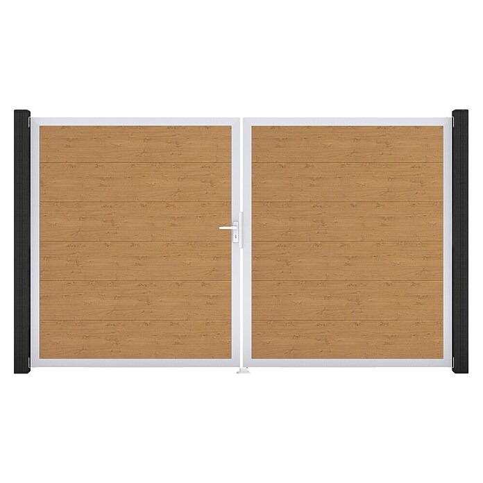 GroJa BasicLine Gartentor (300 x 180 cm, Asteiche Natur (EV1), Kunststoff, DIN Anschlag: Links) | BAUHAUS