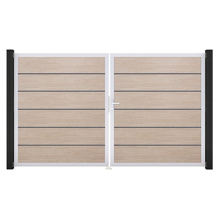 GroJa BasicLine Gartentor Premium (300 x 180 cm, Shefflied Oak (EV1), Kunststoff, DIN Anschlag: Rechts) | BAUHAUS