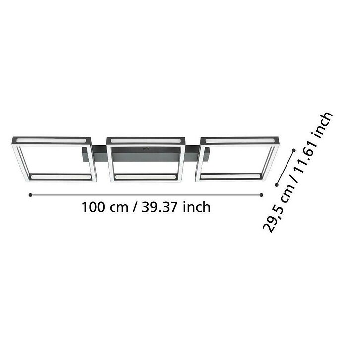 Eglo LED-Deckenleuchte ALTAFLOR (33,6 W, L x B x H: 100 x 31,5 x 70 cm, Schwarz, Warmweiß) | BAUHAUS