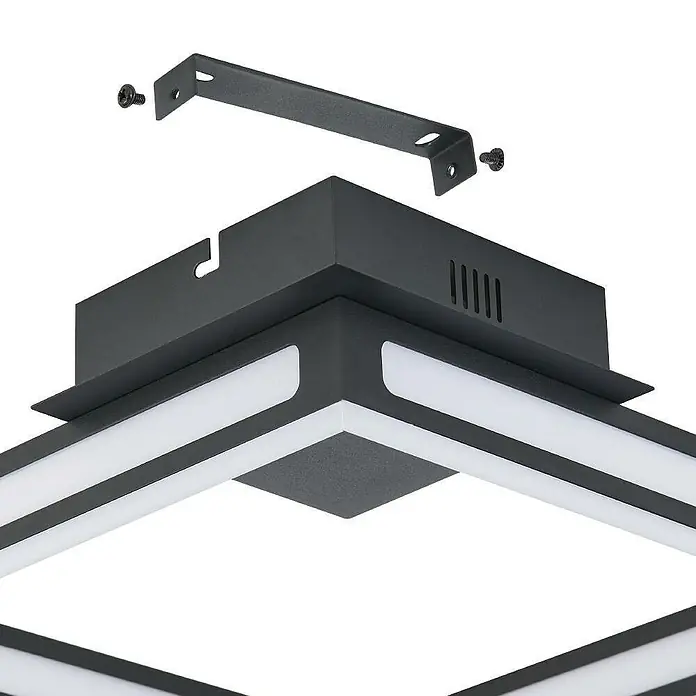 Eglo LED-Deckenleuchte ALTAFLOR - 11,2 W, L x B x H: 31,5 x 31,5 x 70 cm, Schwarz, Warmweiß - Eine moderne, quadratische LED-Deckenleuchte in Schwarz mit Montagezubehör für die Installation.