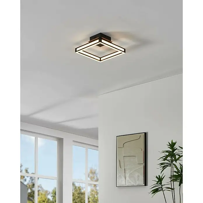 Eglo LED-Deckenleuchte ALTAFLOR11,2 W, L x B x H: 31,5 x 31,5 x 70 cm, Schwarz, Warmweiß - Elegante quadratische LED-Deckenleuchte in Schwarz mit warmweissem Licht, ideal für moderne Innenräume. Schafft eine stilvolle Atmosphäre.