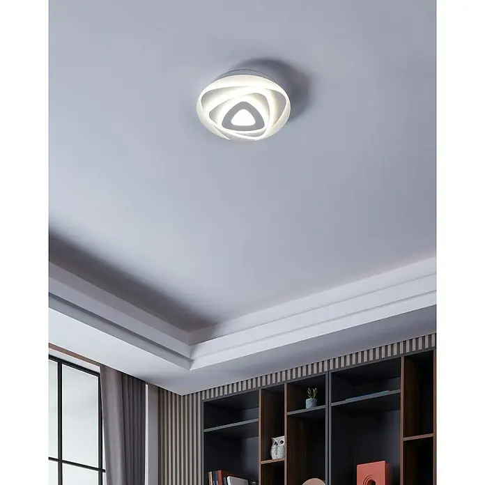 Eglo LED-Deckenleuchte rund PALAGIANO14,7 W, Ø x H: 30 x 5,5 cm, Weiß, Neutralweiß, 2.100 lm - Moderne Deckenleuchte mit dreieckigem Design und sanfter Beleuchtung, ideal für Wohnräume. Das stilvolle Design sorgt für eine angenehme Atmosphäre.