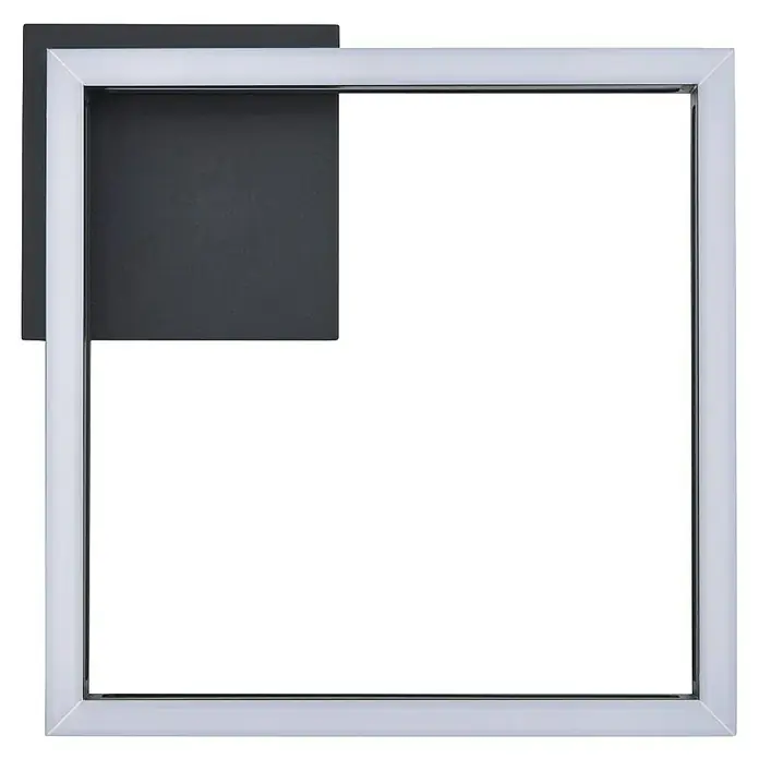Eglo LED-Deckenleuchte ALTAFLOR - 11,2 W, L x B x H: 31,5 x 31,5 x 70 cm, Schwarz, Warmweiß - Bild eines weißen Fensterrahmens mit einem Rollo, das teilweise heruntergezogen ist. Die Konstruktion wirkt modern und funktional.