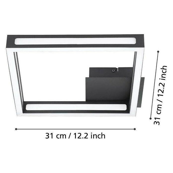 Eglo LED-Deckenleuchte ALTAFLOR (11,2 W, L x B x H: 31,5 x 31,5 x 70 cm, Schwarz, Warmweiß) | BAUHAUS