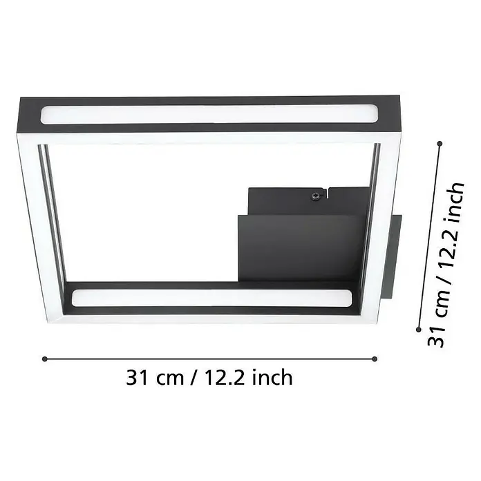 Eglo LED-Deckenleuchte ALTAFLOR11,2 W, L x B x H: 31,5 x 31,5 x 70 cm, Schwarz, Warmweiß
