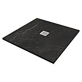 Camargue Douchebak Marquina (l x b: 90 x 90 cm, Mineraal gietwerk, Zwart)