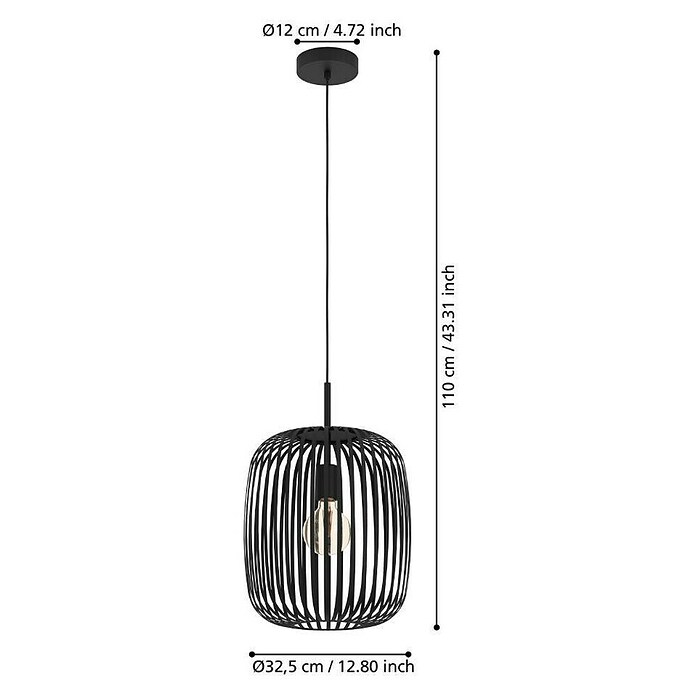 Eglo Romazzina Pendelleuchte (40 W, Schwarz, E27) | BAUHAUS