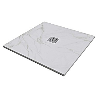 Camargue Douchebak Calacatta (l x b: 90 x 90 cm, Mineraal gietwerk, Wit)