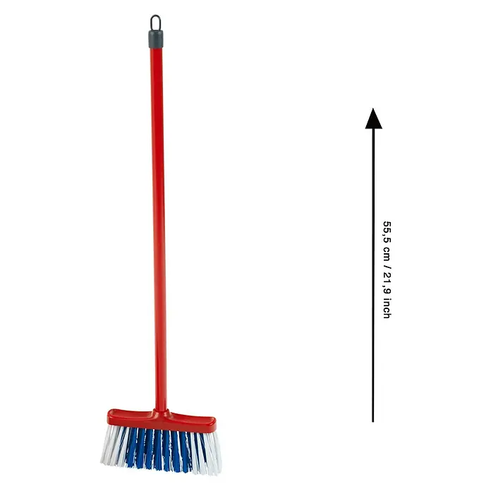 Klein Vileda Kinder-Reinigungs-Set - 2 -tlg. - Roter Straßenbesen mit blau-weißen Borsten für eine effektive Reinigung von Außenbereichen. Ideal für Hof, Garten und Gehwege.