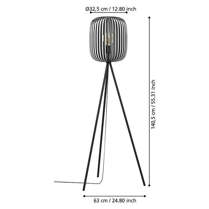 Eglo Romazzina Stehleuchte (40 W, Höhe: 140,5 cm, Schwarz, E27) | BAUHAUS