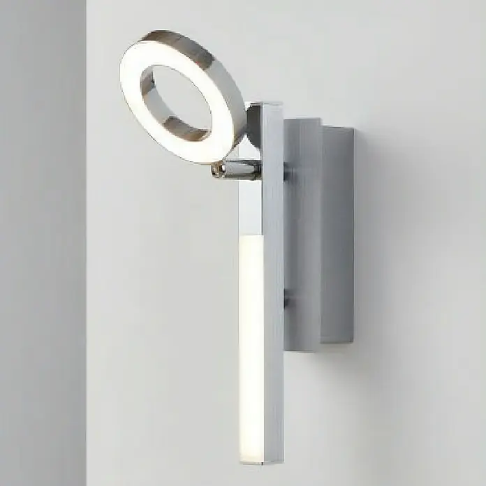 Eglo LED-Wandstrahler Cardillio 1 - Chrom, Warmweiß, 1 Stk. - Moderne Wandleuchte mit ringförmigem LED-Licht und vertikalem Lichtelement, ideal für stilvolle Innenräume. Elegantes Design in Silber.