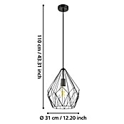 Eglo Pendelleuchte rund Carlton (Schwarz, Höhe: 110 cm, Max. Leistung: 60 W, E27)