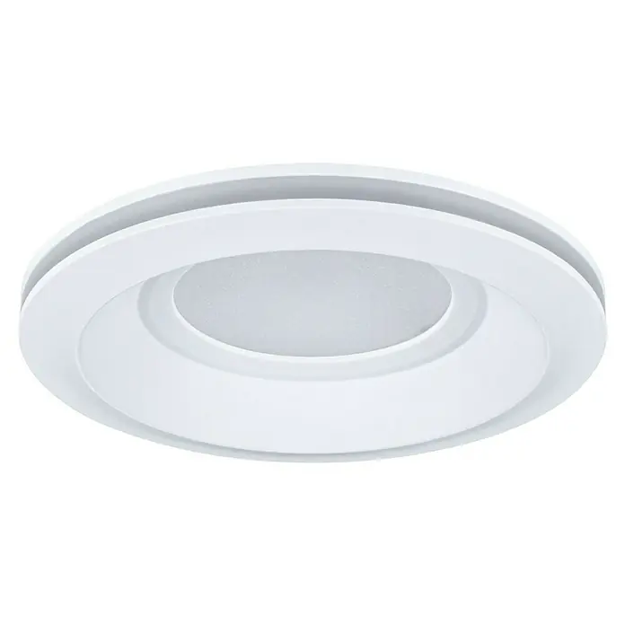 Paulmann Einbauleuchte Sormus - 6,5 W, Ø x H: 10 x 3,3 cm, Weiß, 1 Stk., Warmweiß - Nahaufnahme einer weißen Deckenleuchte mit runder Form und minimalistischem Design für moderne Innenräume.