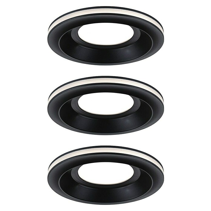 Paulmann Einbauleuchten-Set Sormus (19,5 W, Ø x H: 10 x 3,3 cm, Schwarz, 3 Stk., Warmweiß) | BAUHAUS