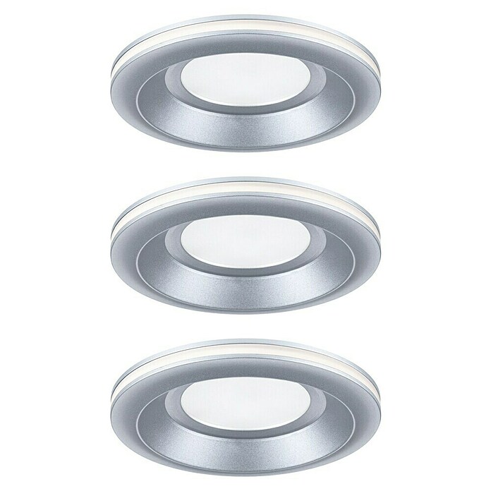 Paulmann Einbauleuchten-Set Sormus (19,5 W, Ø x H: 10 x 3,3 cm, Chrom matt, 3 Stk., Warmweiß) | BAUHAUS