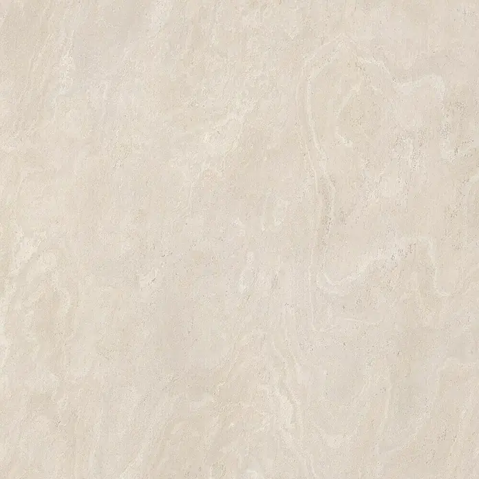 LOGOCLIC Küchenarbeitsplatte nach Maß Elementa Pro - Babylon Slate, Stärke: 3,8 cm, Breite: 65 cm - Nahaufnahme einer eleganten, cremefarbenen Marmorfliese mit subtilen, natürlichen Mustern und einer glatten Oberfläche.