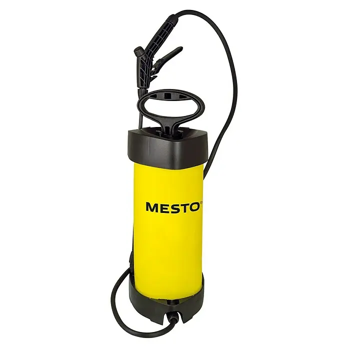 Mesto Drucksprühgerät Flori - Kunststoff - Gelbes MESTO Drucksprühgerät mit schwarzem Griff und Schlauch, ideal für Gartenarbeiten und Pflanzenschutz. Robuste Bauweise für zuverlässige Leistung.