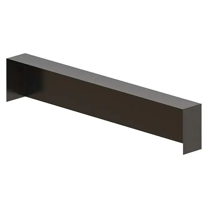 Sarei Abschlusskappe - Breite: 270 mm, Anthrazit, Aluminium - Nahaufnahme eines modernen, dunklen Regals in Würfelform, das an einer Wand befestigt ist und Funktionalität mit minimalistischem Design verbindet.