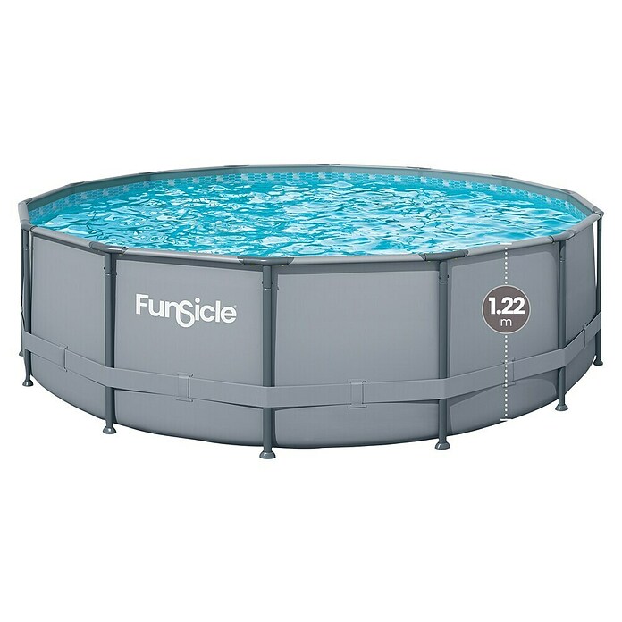 Funsicle Frame-Pool Set Oasis (Ø x H: 488 x 122 cm, Grau, 19 156 l) | BAUHAUS