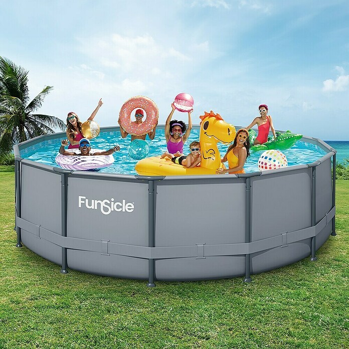 Funsicle Frame-Pool Set Oasis (Ø x H: 488 x 122 cm, Grau, 19 156 l) | BAUHAUS