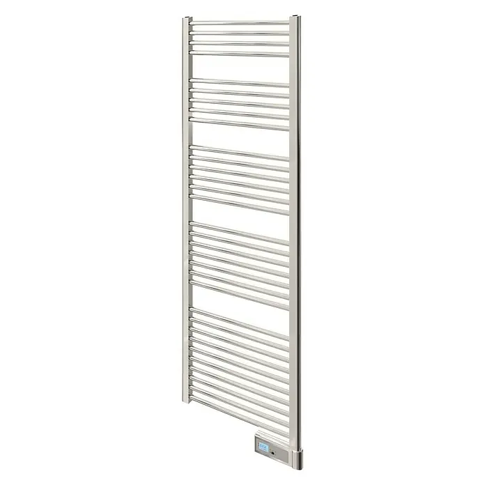 Voltomat HEATING Radiador toallero eléctrico Volt - An x Al: 50 x 170 cm, 500 W, Cromo - Imagen de un moderno radiador toallero en plata, perfecto para cualquier baño para secar las toallas con estilo y eficiencia.