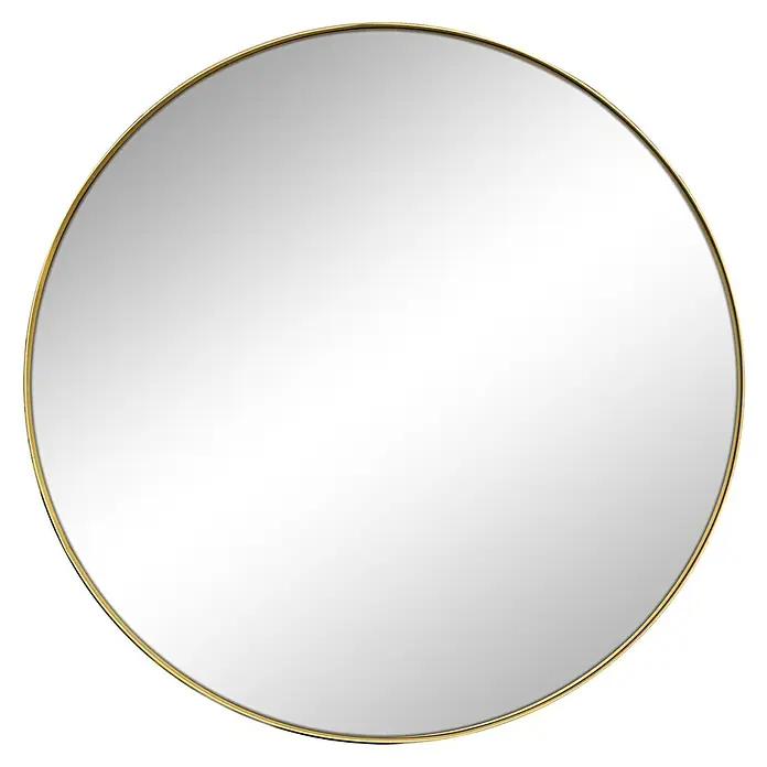 Rahmenspiegel Lara - Durchmesser: 70 cm, Gold/Schwarz, Metall - Rundspiegel mit schlankem, goldenem Rahmen.