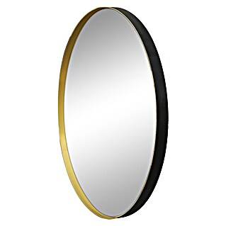 Rahmenspiegel Lara (Durchmesser: 70 cm, Gold/Schwarz, Metall)