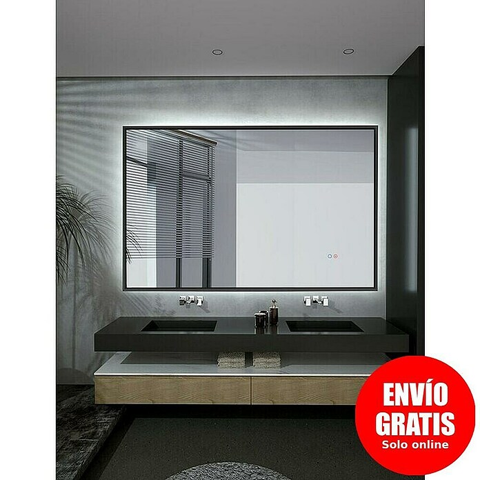 LedImex Espejo con luz LED California (140 x 80 cm, Sensor, Función antivaho, Negro) | BAUHAUS