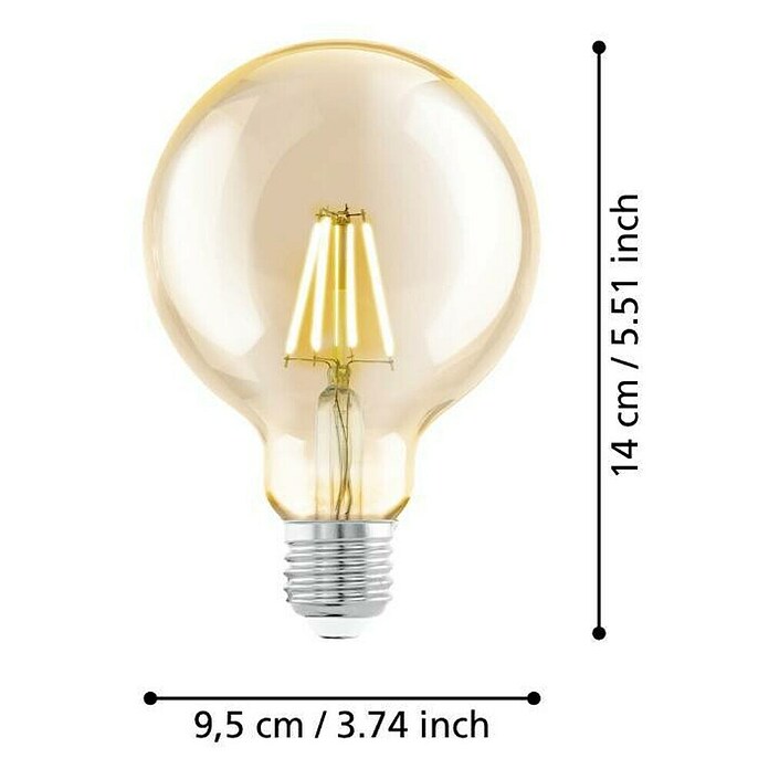 Eglo LED-Lampe (E27, Nicht Dimmbar, Warmweiß, 330 lm, 4 W, G95) | BAUHAUS