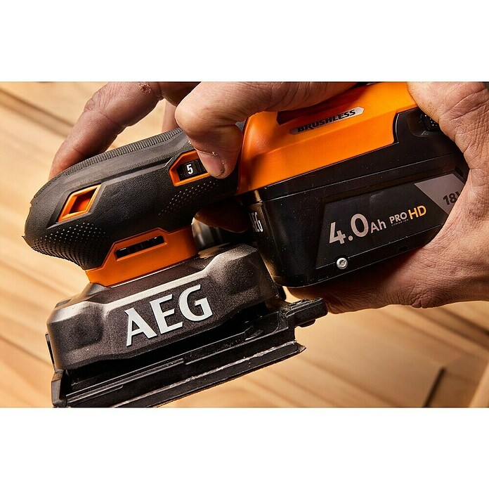 AEG Pro 18V Lijadora orbital de batería BFS 18SBL-14 (18 V, Sin batería, Número de revoluciones de marcha en vacío: 7.000 r.p.m. - 12.000 r.p.m.) | BAUHAUS