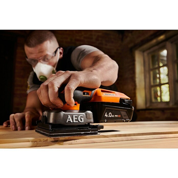 AEG Pro 18V Lijadora orbital de batería BFS 18SBL-14 (18 V, Sin batería, Número de revoluciones de marcha en vacío: 7.000 r.p.m. - 12.000 r.p.m.) | BAUHAUS