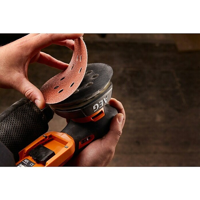 AEG Pro 18V Lijadora excéntrica de batería BEX 18SBL-125 (18 V, Sin batería, Diámetro disco de lija: 125 mm) | BAUHAUS