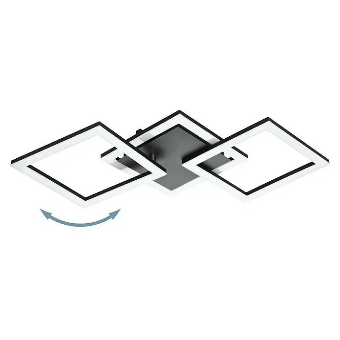 Eglo LED-Deckenleuchte PARANDAY-Z - 32,4 W, L x B x H: 65 x 31 x 6 cm, Schwarz - Moderne schwarz-weiße LED-Deckenleuchte mit drei verstellbaren, ineinandergreifenden Quadratelementen.