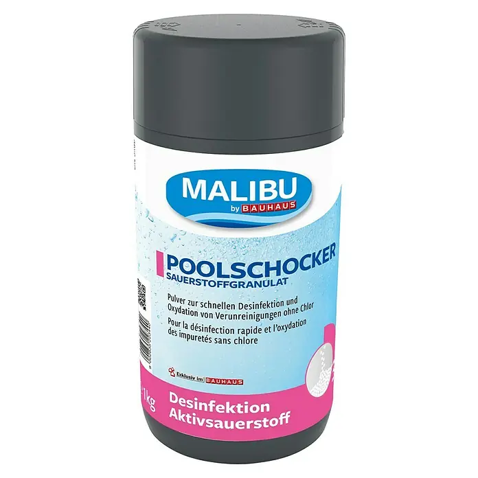 Malibu Sauerstoffgranulat - 1 kg - Malibu Poolsanierungsmittel, Sauerstoffgranulat für schnelle Desinfektion ohne Chlor. Geeignet für Schwimmbeckenreinigung und Wasserpflege.