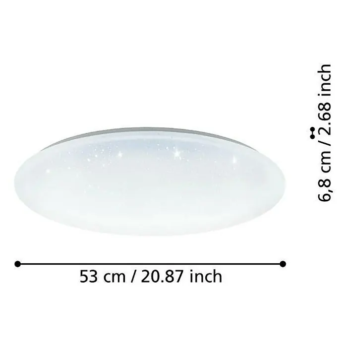Eglo connect.z LED-Deckenleuchte rund TOTARI-Z - 44,8 W, Ø x H: 530 mm x 7 cm, Weiß - Produktbild einer LED-Deckenleuchte mit den Maßen 53cm Breite und 6,8cm Höhe, ideal für moderne Innenräume.