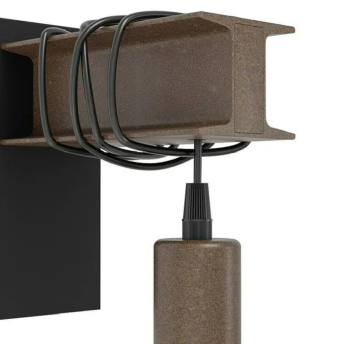 Eglo Wandleuchte TOWNSHEND 4 - 10 W, L x B x H: 80 x 0 x 19 cm, Schwarz/Braun, E27 - Die rustikale Wandleuchte mit Stahlträger-Design vereint industriellen Charme und modernes Flair für eine stimmungsvolle Beleuchtung.