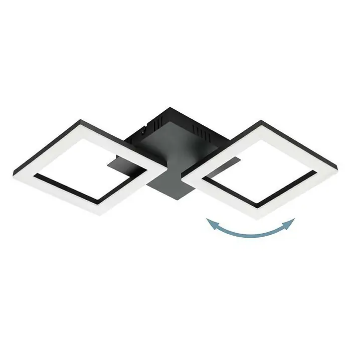 Eglo LED-Deckenleuchte PARANDAY-Z - 15,5 W, L x B x H: 47 x 22,5 x 6 cm, Schwarz - Moderne LED-Deckenleuchte mit zwei quadratischen Rahmen in Schwarz und Weiß, die für eine stilvolle Beleuchtung im Raum sorgt.