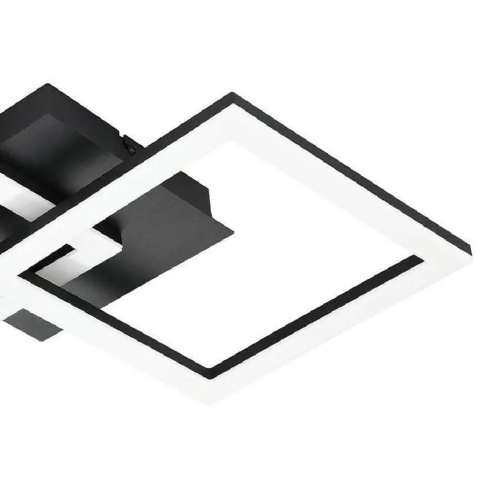 Eglo LED-Deckenleuchte PARANDAY-Z - 21,5 W, L x B x H: 52,5 x 31 x 6 cm, Schwarz - Moderne schwarz-weiße geometrische LED-Deckenleuchte mit geschichtetem Quadratdesign.