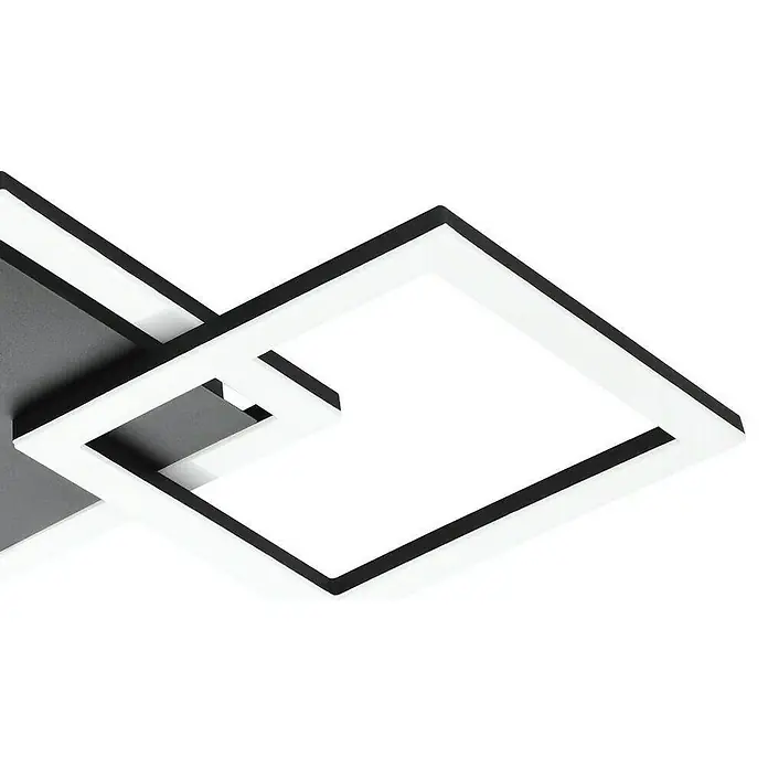 Eglo LED-Deckenleuchte PARANDAY-Z - 32,4 W, L x B x H: 65 x 31 x 6 cm, Schwarz - Moderne Deckenleuchte mit schwarz-weißen, geometrischen Quadratrahmen.