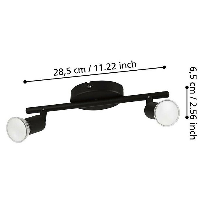 Eglo LED-Deckenstrahler BUZZ-LED (6 W, Schwarz, 2 Stk.) | BAUHAUS