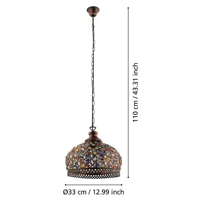 Eglo Pendelleuchte rund Jadida60 W, Ø x H: 330 mm x 110 cm, Antik Braun, E27