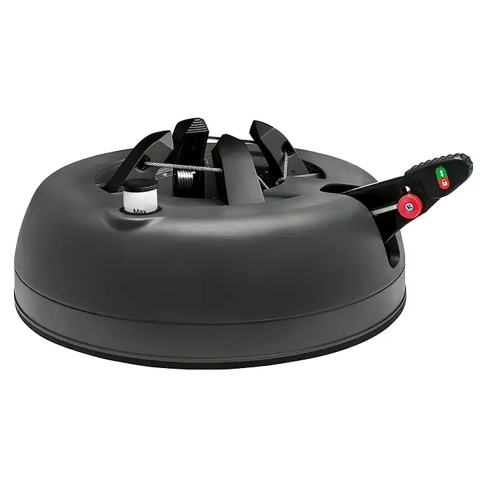 Christbaumständer Star-Max - Max. Baumlänge: 1,8 m, Max. Stammdurchmesser: 10 cm, Fassungsvermögen Wassertank: 1,6 l, Fußhebel - Dunkelgrauer Christbaumständer mit Hebel, Wasserbehälter mit „Max“-Anzeige und internem Klemmmechanismus.