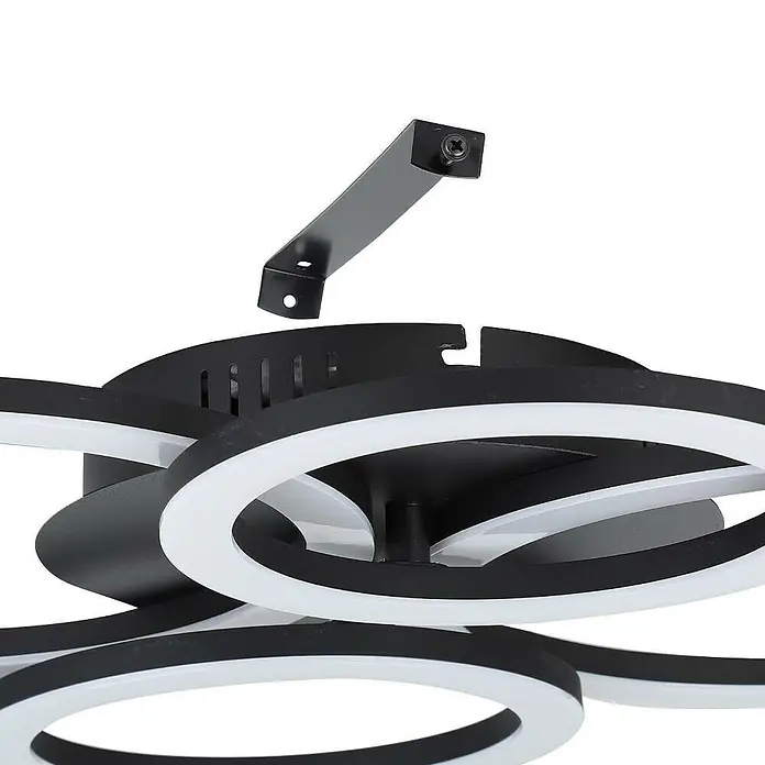 Eglo LED-Deckenleuchte PARANDAY-Z41 W, L x B x H: 61,5 x 45 x 8 cm, Schwarz - Moderne Deckenleuchte mit verschlungenen Ringen und minimalistischem Design, perfekt für stilvolle Innenräume.