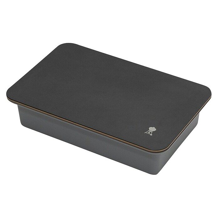 Weber Works Aufbewahrungsbox mit Schneidebrett (L x B x H: 36 x 24 x 2 cm, Kunststoff, Braun/Grau) | BAUHAUS