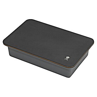 Weber Works Opbergbox met snijplank (l x b x h: 36 x 24 x 2 cm, Kunststof, Bruin / Grijs)